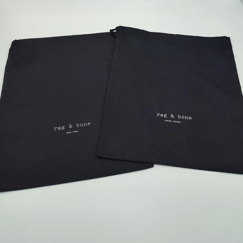 rag & bone New York Dust Bag Set Black Cotton Storage Pouch Pair 15x13 EUC